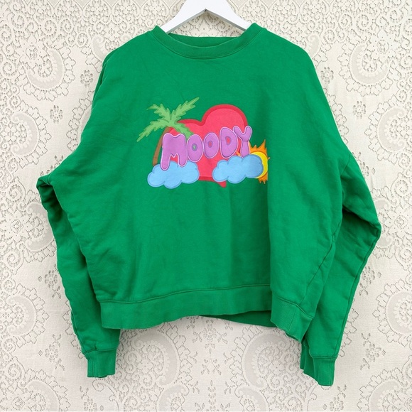 Claudette the Brand Moody Crew Neck Sweatshirt Green - Picture 1 of 8